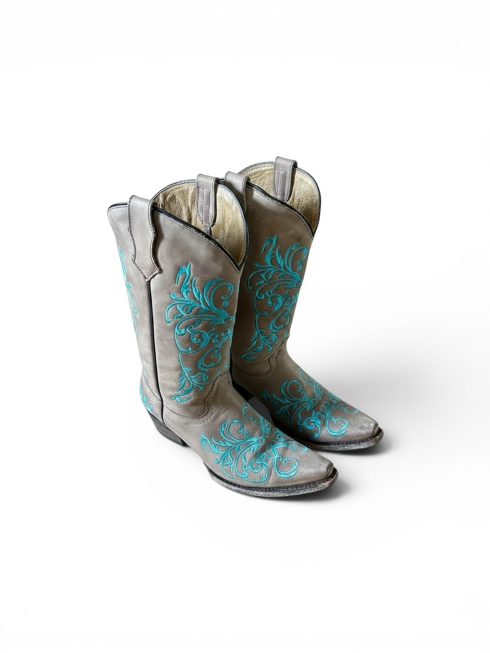 Corral brown Leather Lace Up Boots with Turquoise Embroidery